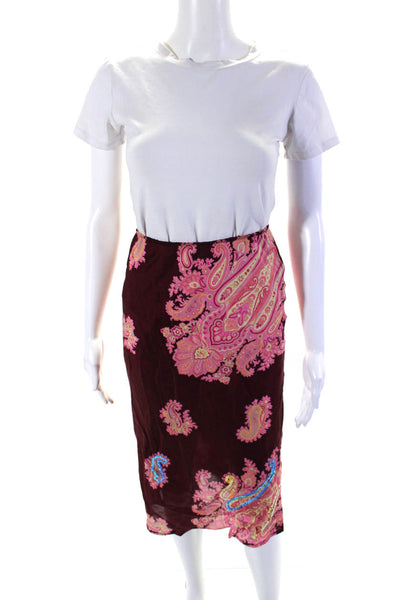 Paul & Joe Womens Silk Paisley Print Maxi Skirt Red Pink Size EUR 36