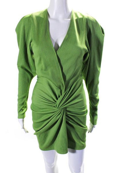 Kimberly Taylor WOmens V Neck Ribbed Knot Twist Dress Green Size XS