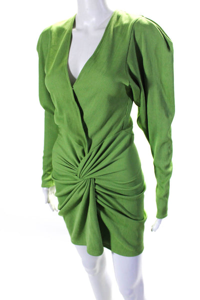 Kimberly Taylor WOmens V Neck Ribbed Knot Twist Dress Green Size XS