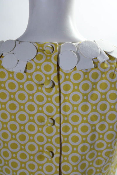 Hoss Intropia Womens Cotton Geometric Motif Polka Dot Shift Dress Yellow Size 36