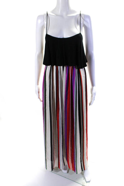 Ellelauri Women's Scoop Neck Spaghetti Straps Flare Maxi Dress Multicolor Size M