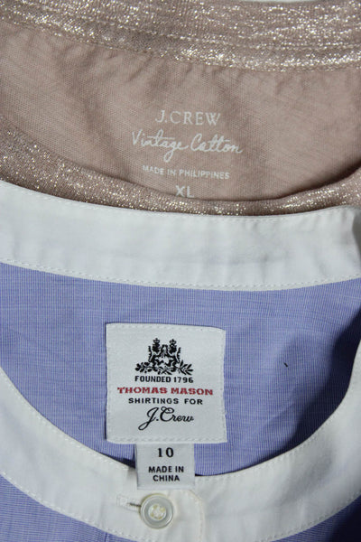 J Crew Womens Cotton Short Sleeve Metallic Tshirt Pink Size XL 10 Lot 2