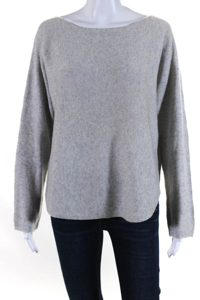 Vince Womens Wool Cashmere Long Sleeve Scoop Neck Sweater Top Gray Size L