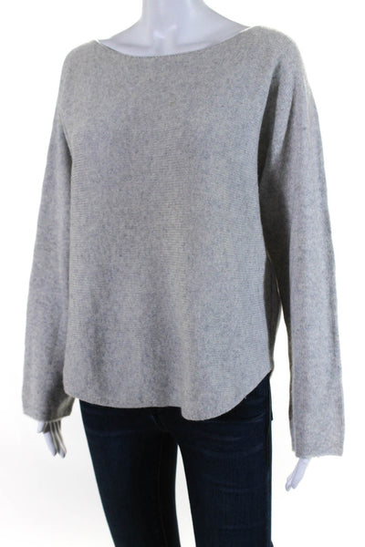 Vince Womens Wool Cashmere Long Sleeve Scoop Neck Sweater Top Gray Size L