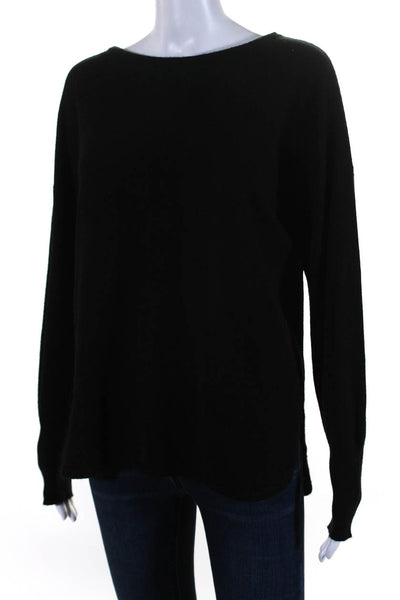 Rani Arabella Womens Long Sleeve Ribbed Trim Knit Top Black Size XL