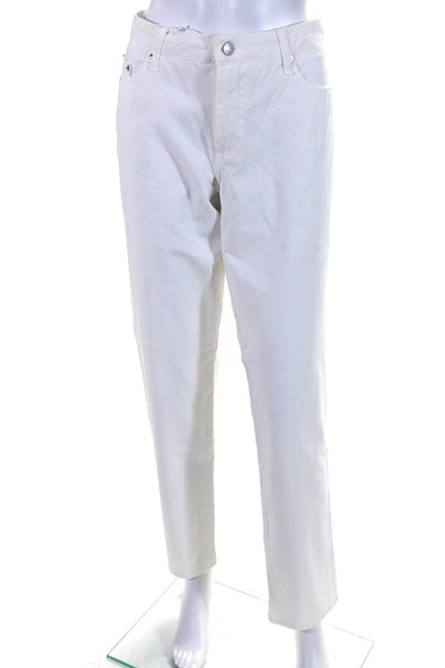 Fabrizio Gianni Womens Cotton Straight Leg 5 Pocket Pants White Size 12