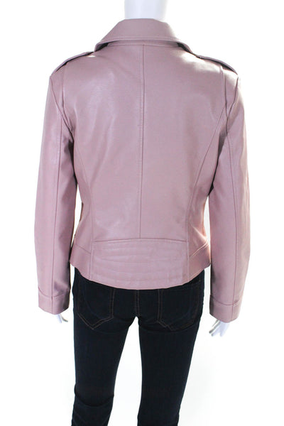 BB Dakota Womens Pink Mauve Vegan Leather Motorcycle Long Sleeve Jacket Size M