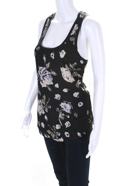 Joie Womens Black Floral Print Scoop Neck Sleeveless Blouse Top Size S