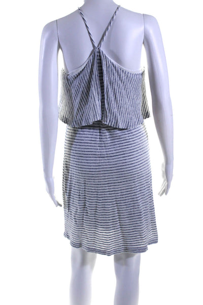 Splendid Womens Knit Striped Halter Sleeveless Shift Dress White Navy Size Small