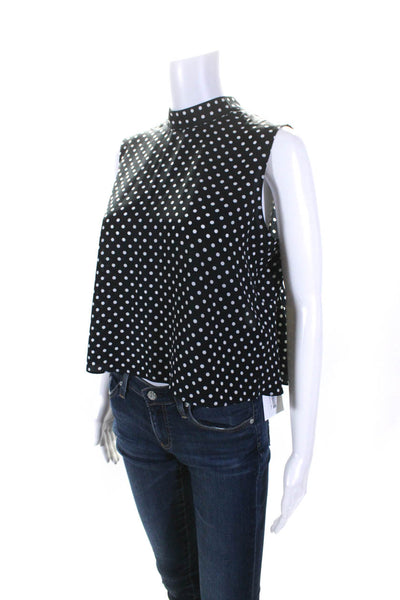 Robert Rodriguez Womens Polka Dot Sleeveless Blouse Navy Blue Size Small