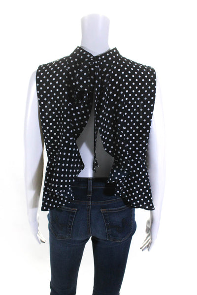 Robert Rodriguez Womens Polka Dot Sleeveless Blouse Navy Blue Size Small