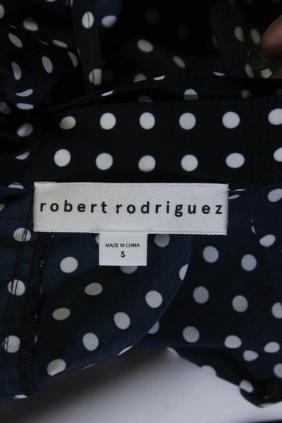 Robert Rodriguez Womens Polka Dot Sleeveless Blouse Navy Blue Size Small