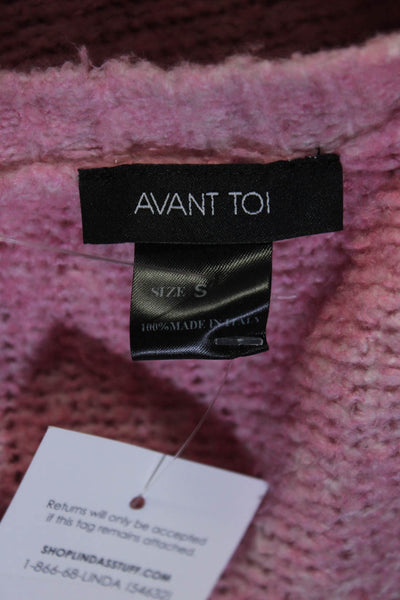 Avant Toi Womens Sequined Long Sleeves V Neck Sweater Pink Cotton Size Small