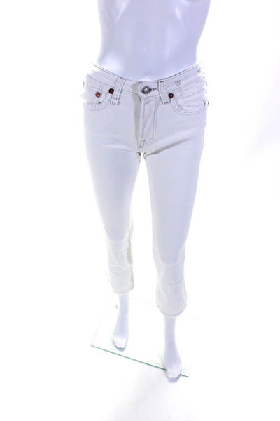 R13 Womens High Rise Kick Fit Jeans Bale White Cotton Size 24