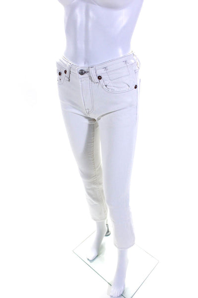 R13 Womens High Rise Kick Fit Jeans Bale White Cotton Size 24