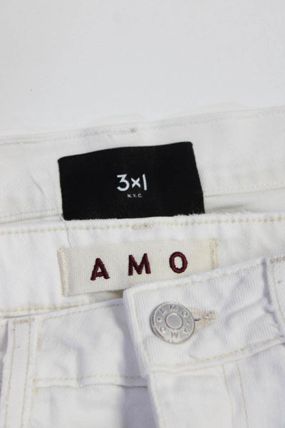 3x1 NYC AMO Womens Raw Hem Chloe Crop Jeans White Cotton Size 25 Lot 2