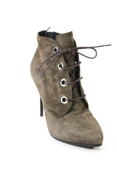 Belstaff Womens Suede Lace Up Stiletto Heel Ankle Boots Gray Size 37 7