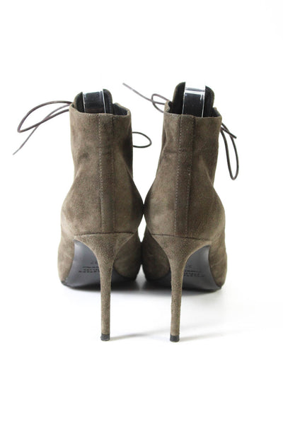 Belstaff Womens Suede Lace Up Stiletto Heel Ankle Boots Gray Size 37 7