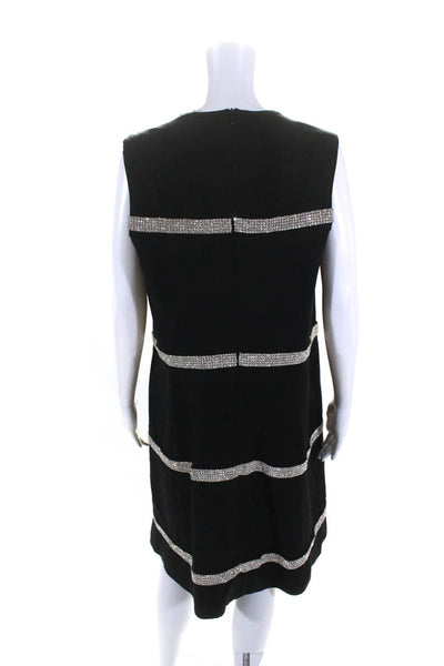 Dolce & Gabbana Womens Black Crystal Embellished Sleeveless A-line Dress Size M