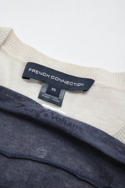 French Connection Zadig & Voltaire Womens Cardigan Tee Shirt White Blue XS Lot 2