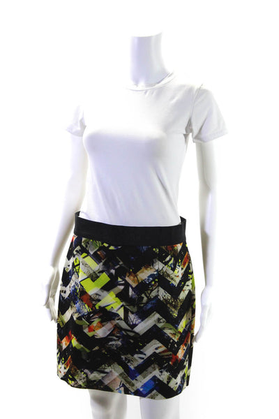 Milly Womens Back Zip Chevron Abstract Pencil Skirt Multicolored Size 10
