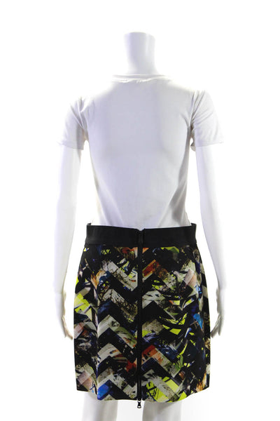 Milly Womens Back Zip Chevron Abstract Pencil Skirt Multicolored Size 10