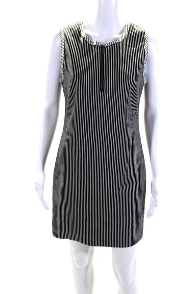 Artelier Nicole Miller Womens Stripe Sleeveless Sheath Dress Black White Size 12