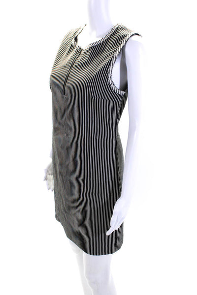 Artelier Nicole Miller Womens Stripe Sleeveless Sheath Dress Black White Size 12