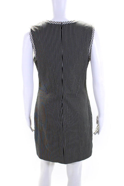 Artelier Nicole Miller Womens Stripe Sleeveless Sheath Dress Black White Size 12