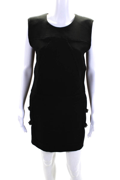 IRO Womens Crew Neck Sleeveless Buckle Strap Shift Dress Black Size FR 40