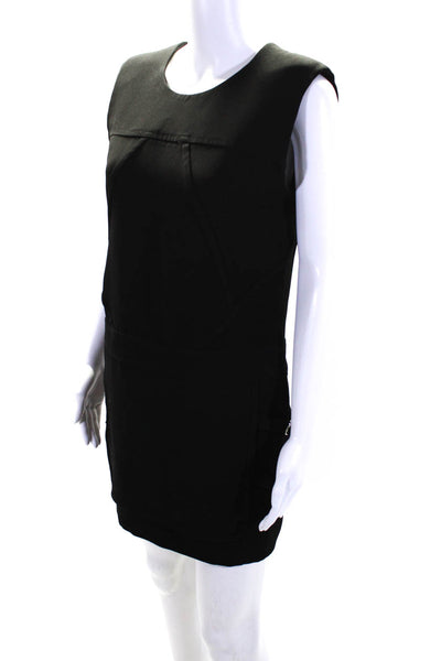 IRO Womens Crew Neck Sleeveless Buckle Strap Shift Dress Black Size FR 40