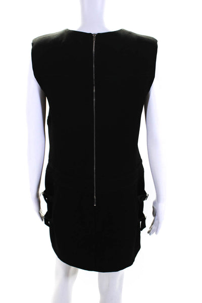 IRO Womens Crew Neck Sleeveless Buckle Strap Shift Dress Black Size FR 40