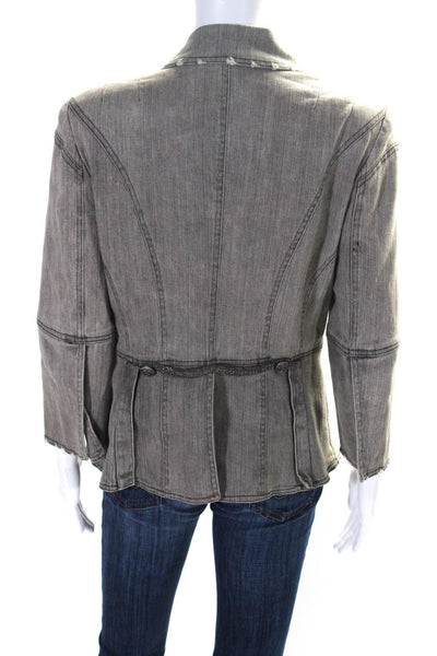 Alice + Olivia Womens Double Button Chain-Link Front Jean Jacket Gray Size Large