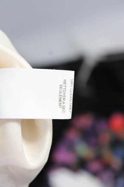 Nanette Lepore Womens Back Zip Square Neck Silk Sequin Top White Black Size 10
