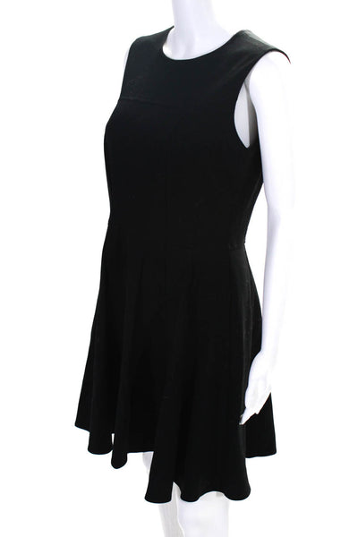 Nanette Lepore Womens Back Zip Crew Neck Knit A Line Dress Black Size 6