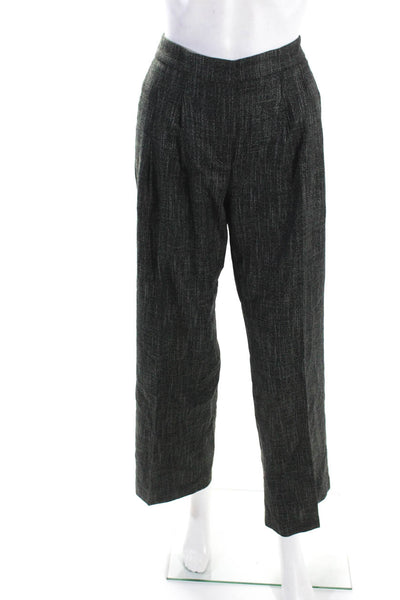 Carolina Herrera Womens Wool Hook & Eye Pleated Tapered Leg Pants Green Size 4