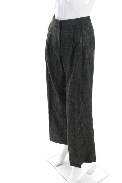 Carolina Herrera Womens Wool Hook & Eye Pleated Tapered Leg Pants Green Size 4