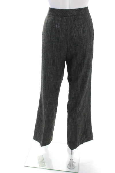 Carolina Herrera Womens Wool Hook & Eye Pleated Tapered Leg Pants Green Size 4