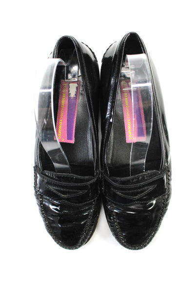 Susan Bennis Warren Edwards Womens Patent Leather Slide On Loafers Black Size 8