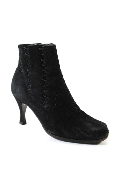 Stephane Kelian Womens Suede Lace Up Detail Ankle Boots Black Size 8.5