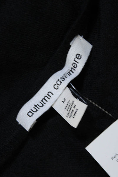 Autumn Cashmere Women's V-Neck Short Sleeves Cashmere Sweater Black Size M