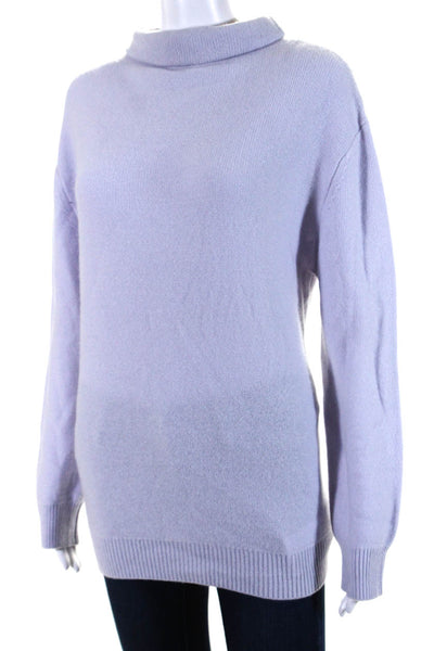Designer Women's  Turtleneck Long Sleeves Pullover Sweater Blue Size S