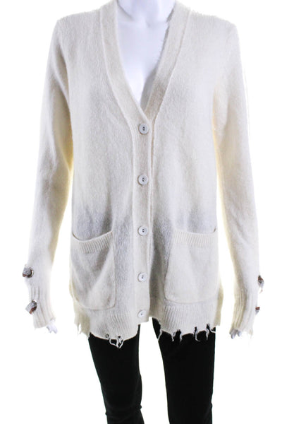 SOH Womens Extra Fine Merino V Neck Oversize Cardigan Sweater White Size Small