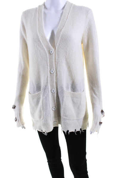 SOH Womens Extra Fine Merino V Neck Oversize Cardigan Sweater White Size Small