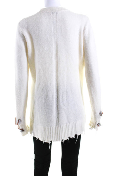 SOH Womens Extra Fine Merino V Neck Oversize Cardigan Sweater White Size Small