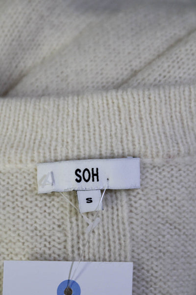 SOH Womens Extra Fine Merino V Neck Oversize Cardigan Sweater White Size Small