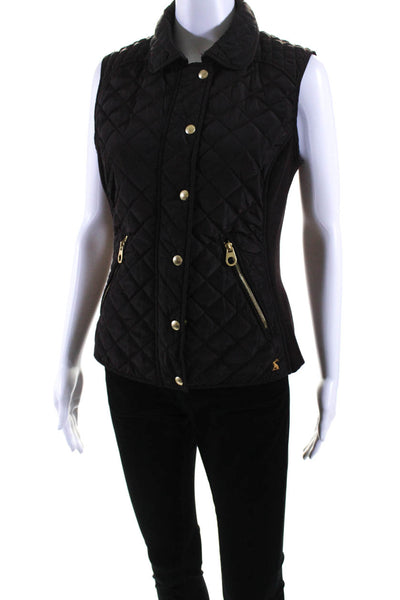 From Joules Womens Quilted Collared Ribbed Knit Vest Brown Size 6