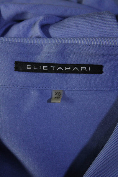 Elie Tahari Womens Silk Long Sleeves Button Down Blouse Blue Size Extra Small