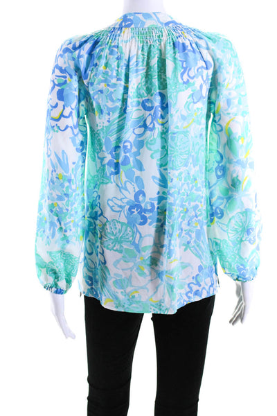 Lilly Pulitzer Womens Silk Printed Blouse Multi Colored Size Extra Extra Small