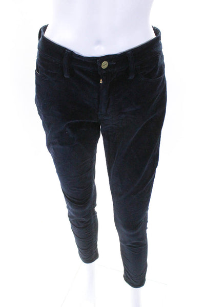 Frame Women's Midrise Five Pockets Corduroy Skinny Pant Navy Blue Size 27